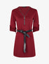 Robe à col V zippé et manches longues retroussables - Bordeaux - 4