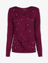 Pull torsadé à détails perles - Bordeaux - 4