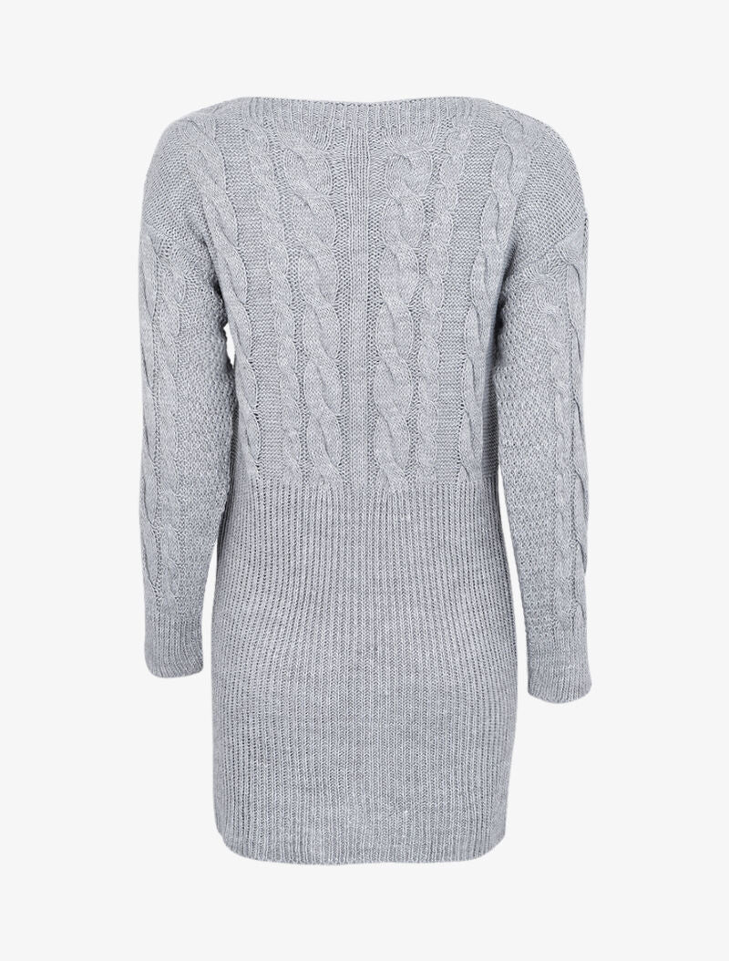 Robe pull à maille torsadée - Gris foncé - 2