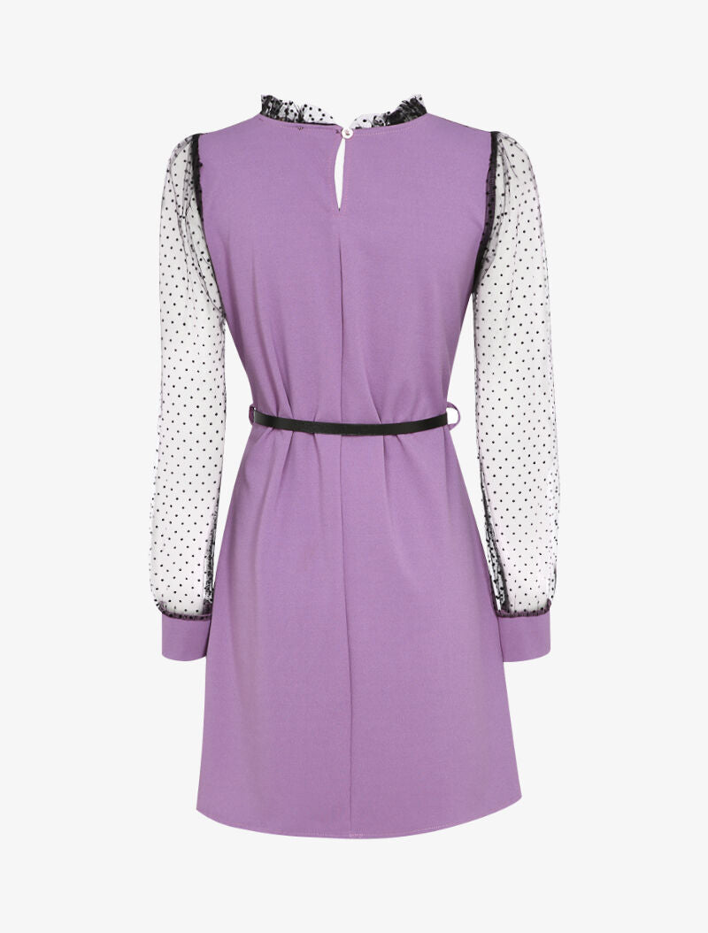 Robe à épaules et manches en plumetis - Lilas - 2