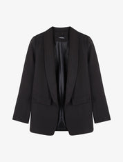 Blazer à col tailleur et poches décoratives - Noir - 1