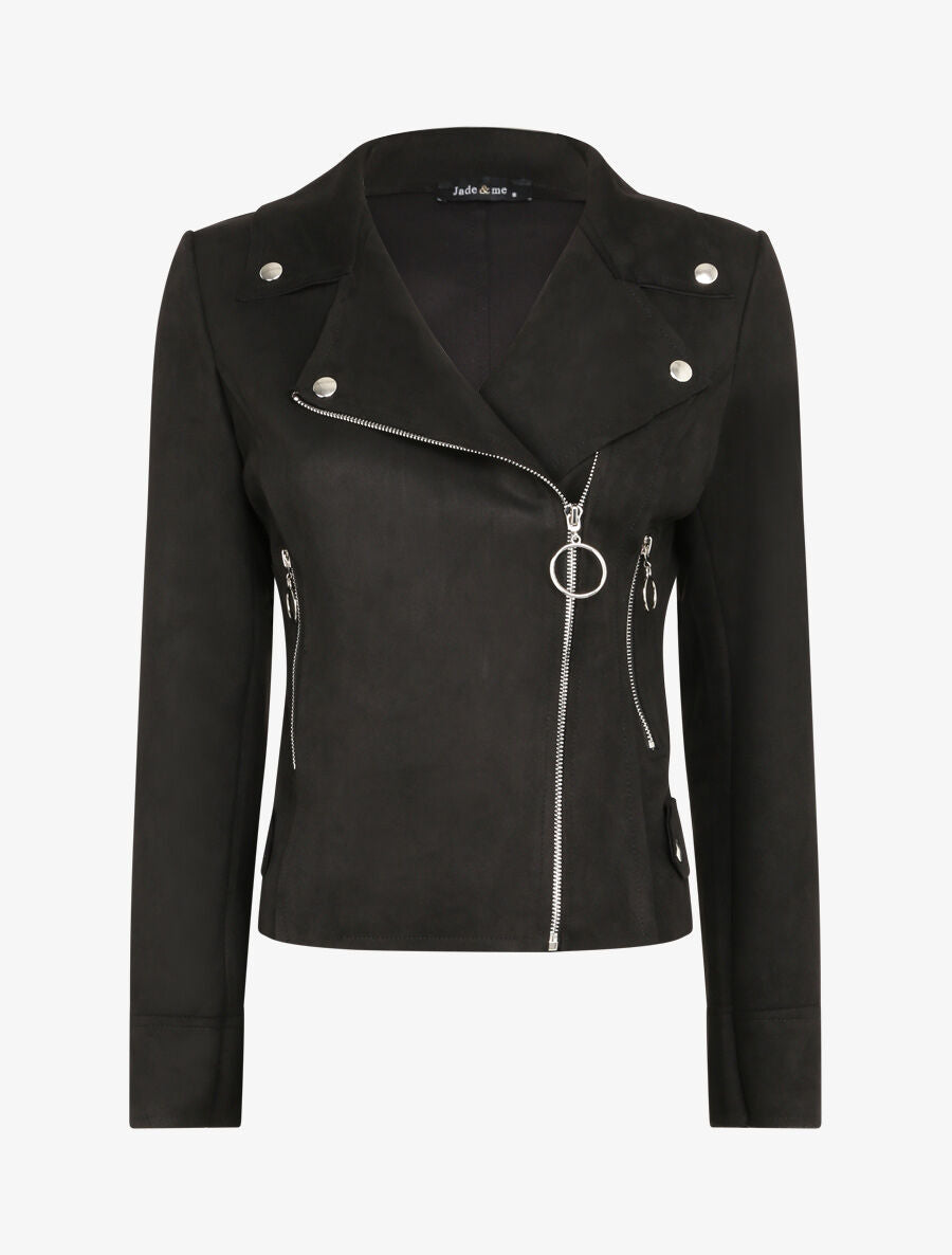 Perfecto en suédine à fausses poches zippées - Noir - 3