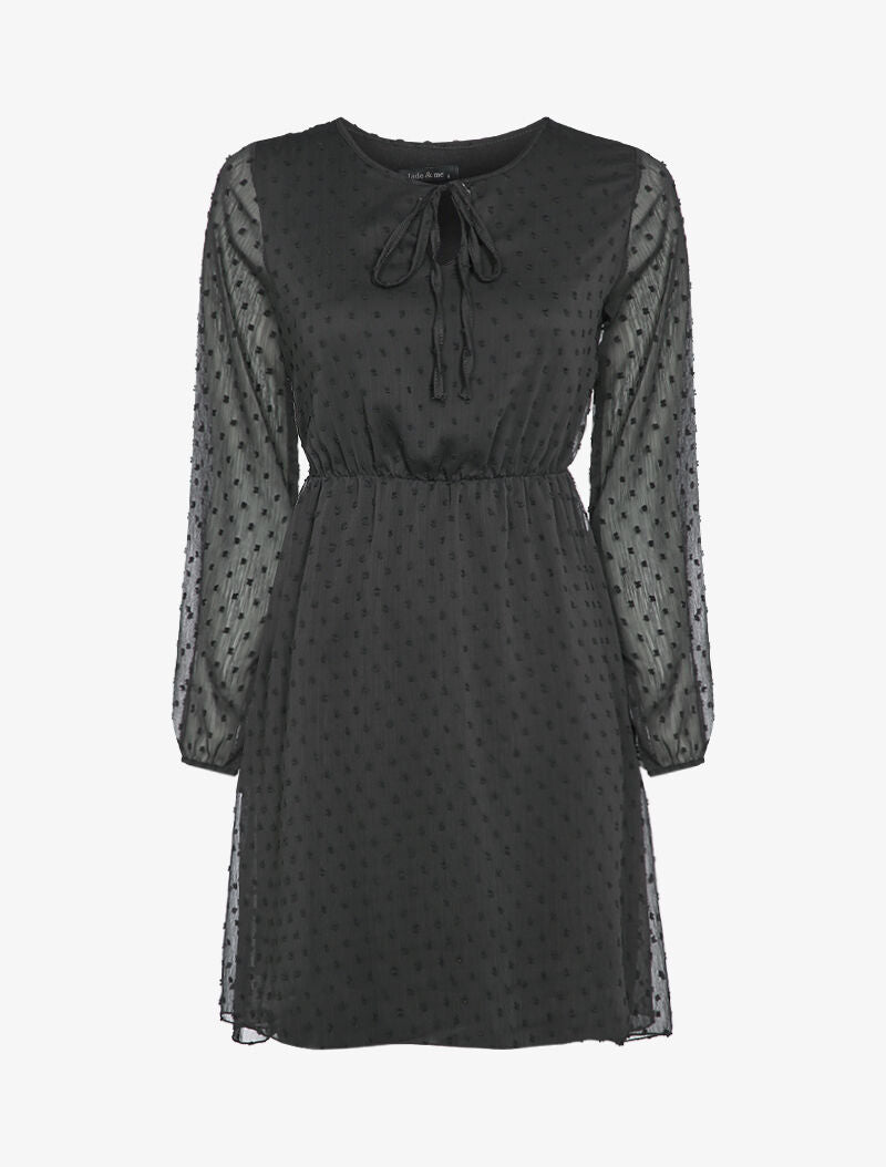 Robe patineuse en plumetis - Noir - 1