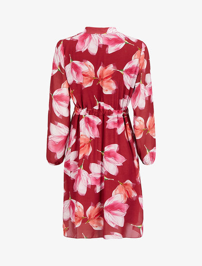 Robe imprimé crocus à liens de serrage - Rouge - 2