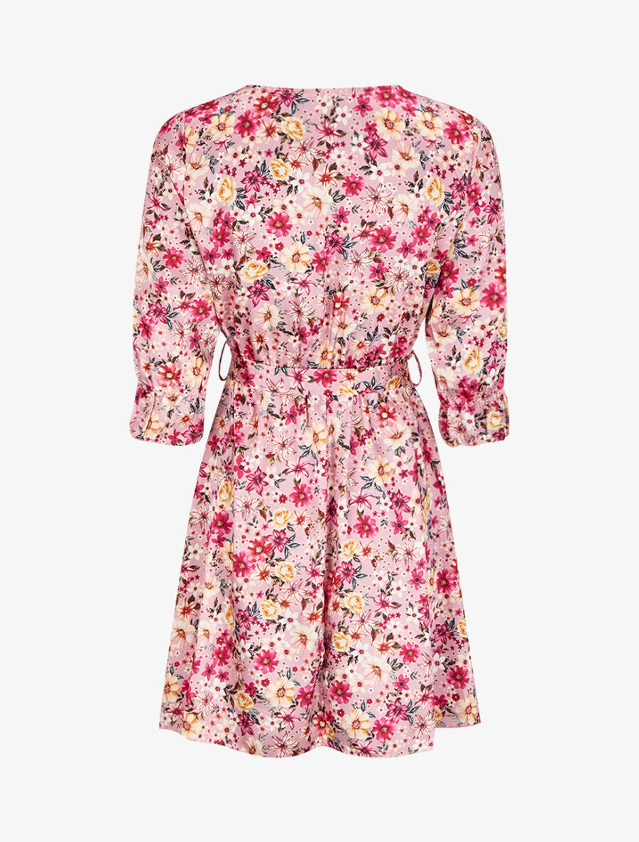 Robe satinée à imprimé à fleurs - Rose - 2