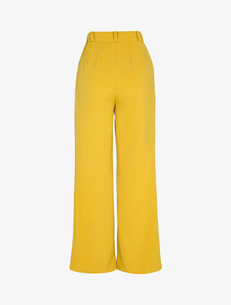 Pantalon droit fluide et ajusté à jambes extra longues - Moutarde - 2