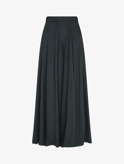 Pantalon palazzo à taille haute élastiquée - Noir - 1