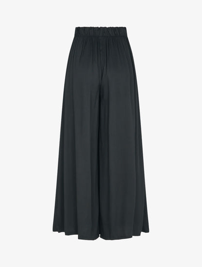 Pantalon palazzo à taille haute élastiquée - Noir - 2