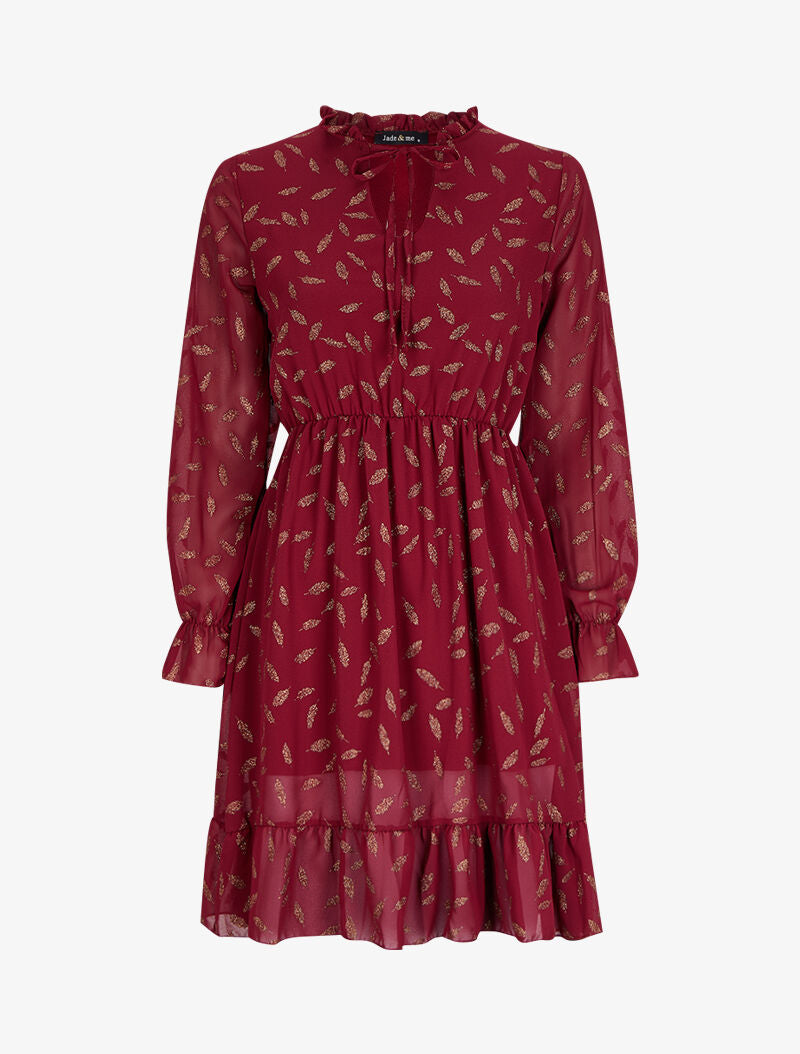 Robe en voile à feuilles pailletées - Lie de vin - 1