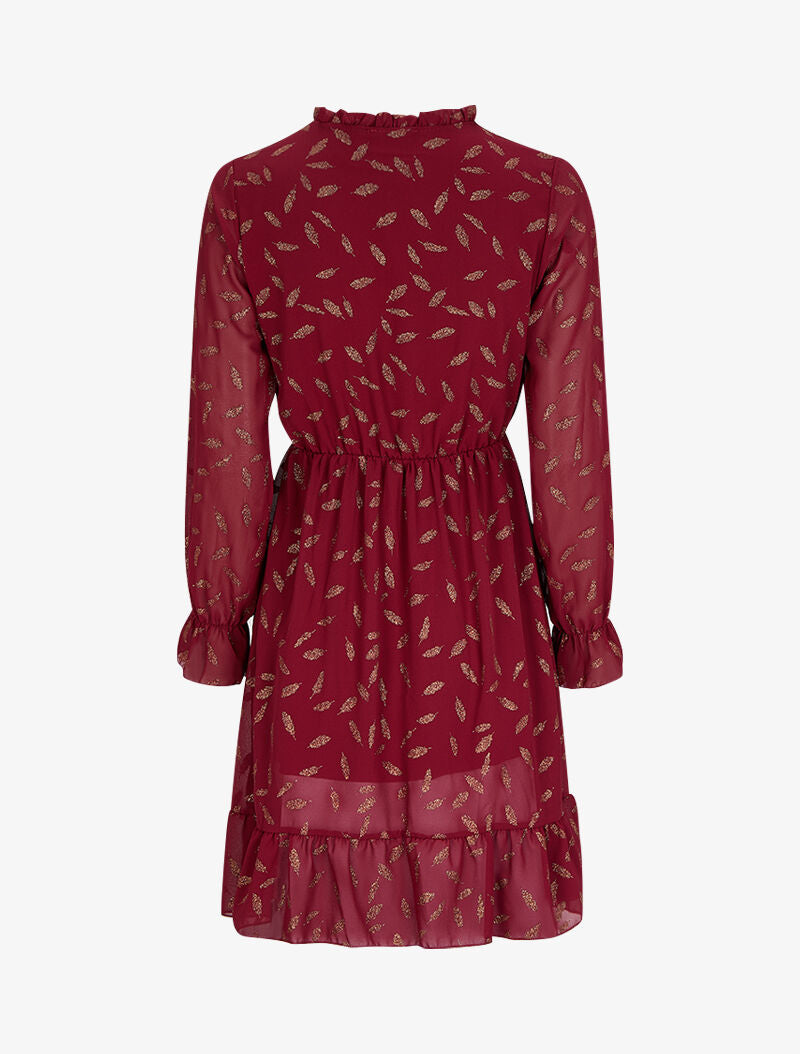 Robe en voile à feuilles pailletées - Lie de vin - 2