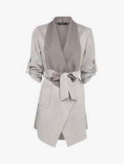 Veste en suédine à manches 3/4 à sangles - Gris clair - 1