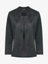 Veste en suédine à col biseauté et bords arrondis - Noir - 1