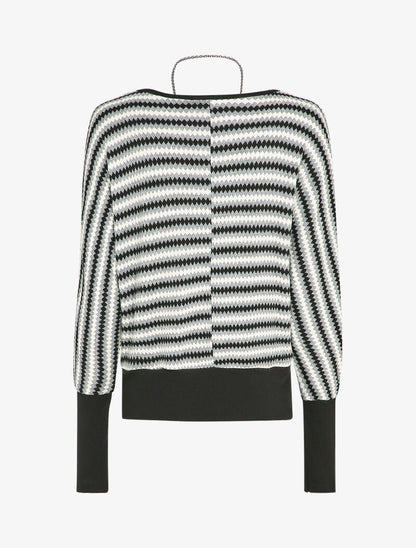 Pull col bateau à imprimé géométrique - Gris clair - 2