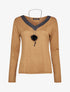 Pull doux à col V soyeux - Camel - 1