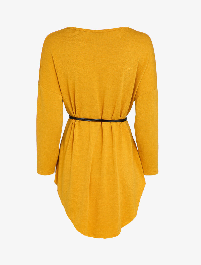 Robe pull oversize à manches dolman - Moutarde - 2