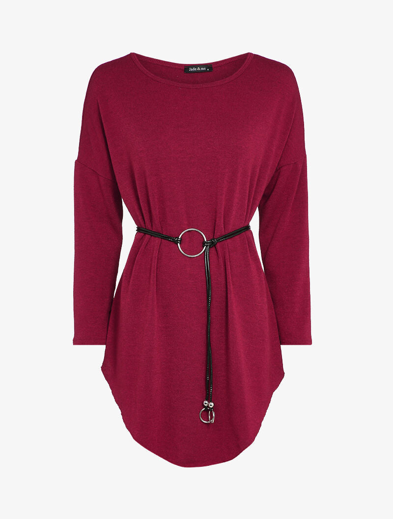 Robe pull oversize à manches dolman - Bordeaux - 1