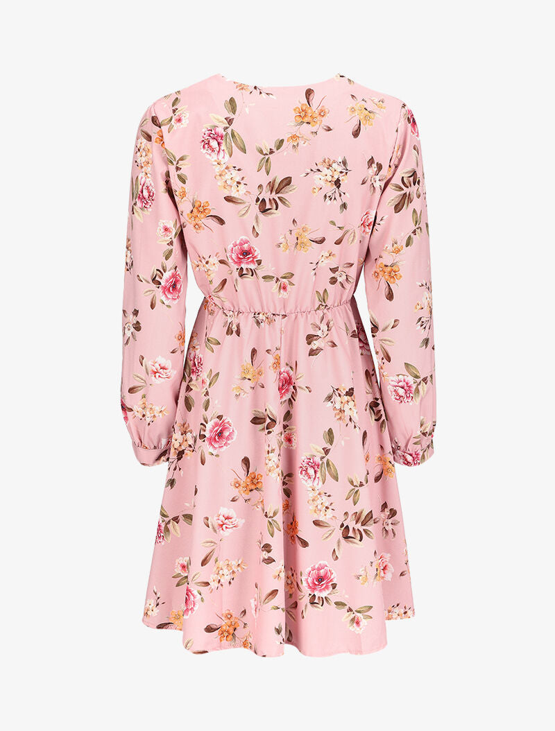 Robe patineuse satinée à imprimé roses sauvages - Rose poudré - 2