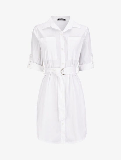 Tunique façon chemise unie - Blanc - 4