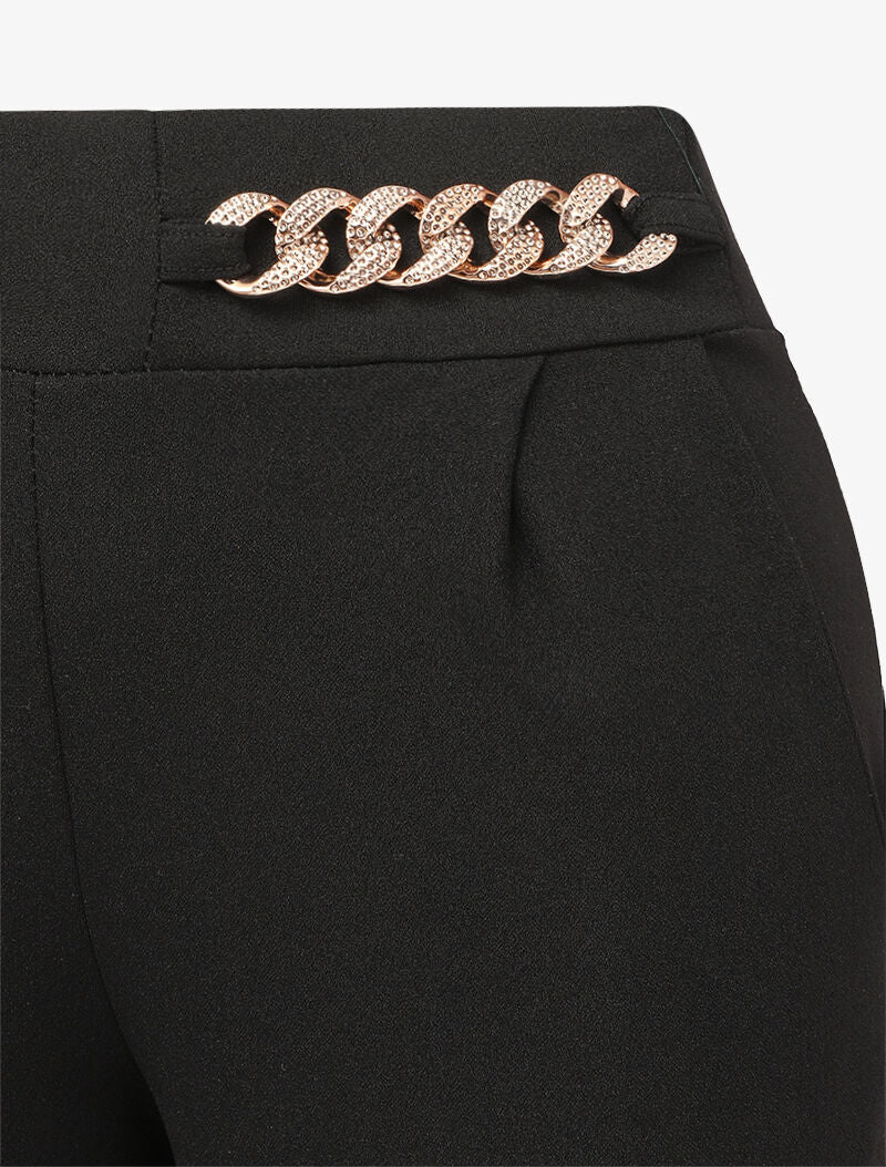 Pantalon 7/8 classique à chaîne stylisée - Noir - 3