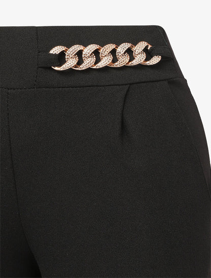 Pantalon 7/8 classique à chaîne stylisée - Noir - 3