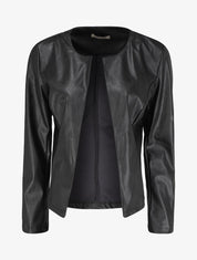 Veste en simili ouverte - Noir - 1