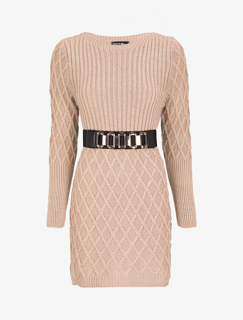 Robe pull en maille effet croisé - Vieux rose - 3