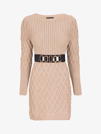 Robe pull en maille effet croisé - Vieux rose - 3