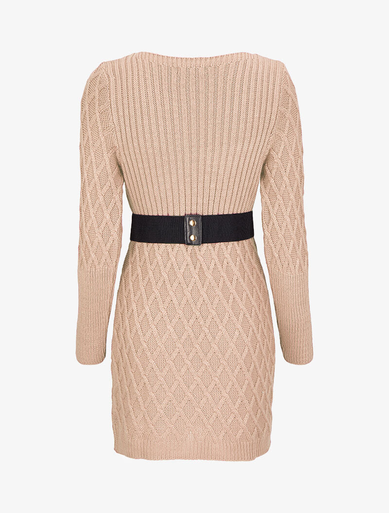 Robe pull en maille effet croisé - Vieux rose - 2