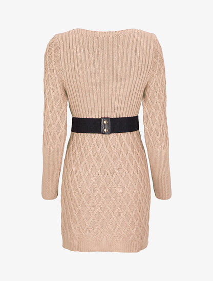 Robe pull en maille effet croisé - Vieux rose - 2
