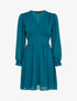 Robe empire à manches bouffantes transparentes - Bleu canard - 1