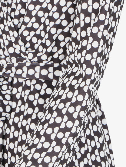 Robe patineuse à imprimé pois stylisés - Noir/blanc - 3