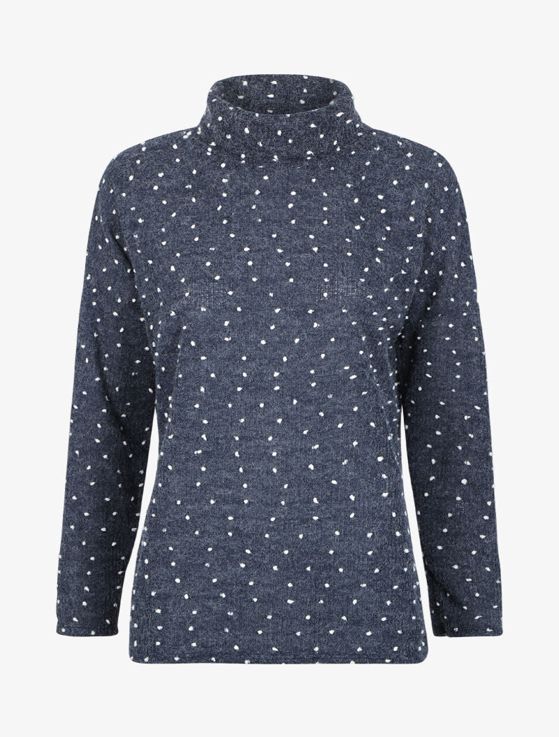 Pull col roulé oversize à plumetis - Bleu marine - 1