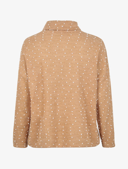 Pull col roulé oversize à plumetis - Camel - 2