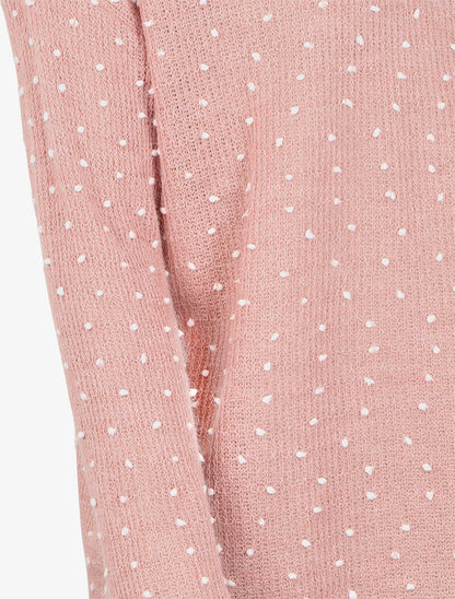 Pull col roulé oversize à plumetis - Rose - 3
