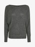 Pull col bateau en maille striée - Gris foncé - 4