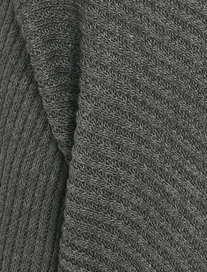 Pull col bateau en maille striée - Gris foncé - 3