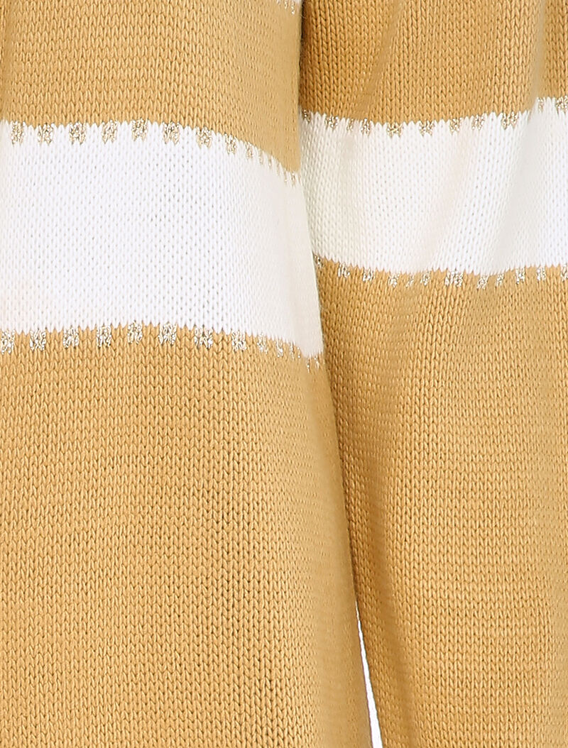 Gilet ouvert à rayures stylisées et irisées - Camel - 3