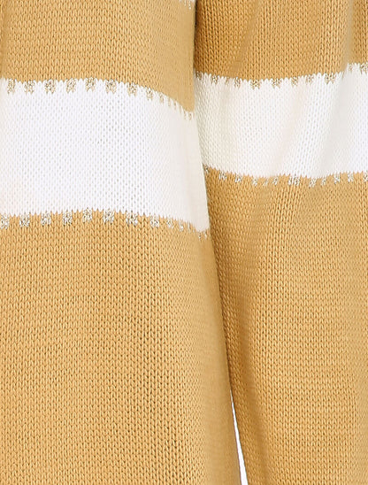Gilet ouvert à rayures stylisées et irisées - Camel - 3