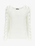 Pull en maille épaisse à manches effet tressé - Blanc - 1