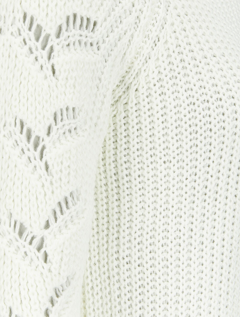 Pull en maille épaisse à manches effet tressé - Blanc - 3