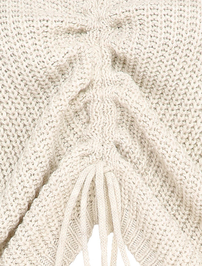Pull en maille à longueur ajustable - Beige - 3