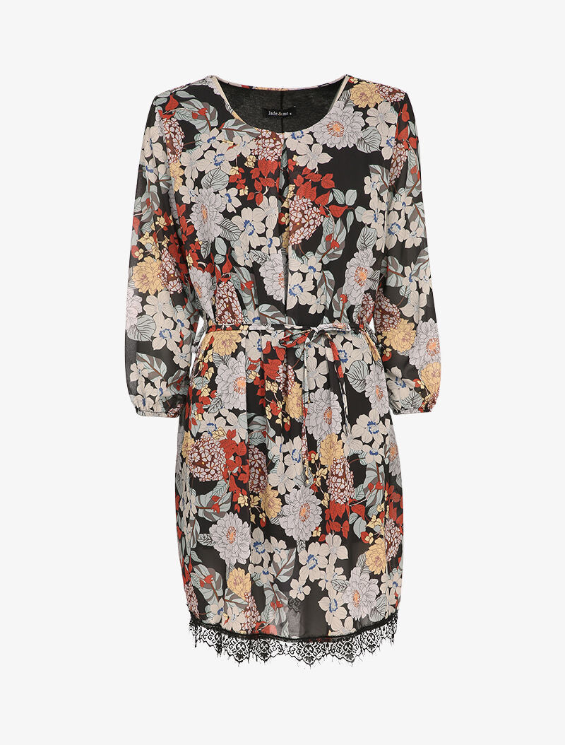 Robe patineuse à imprimé fleurs sauvages - Noir - 4