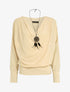 Top bi-matière à col bénitier - Beige - 1
