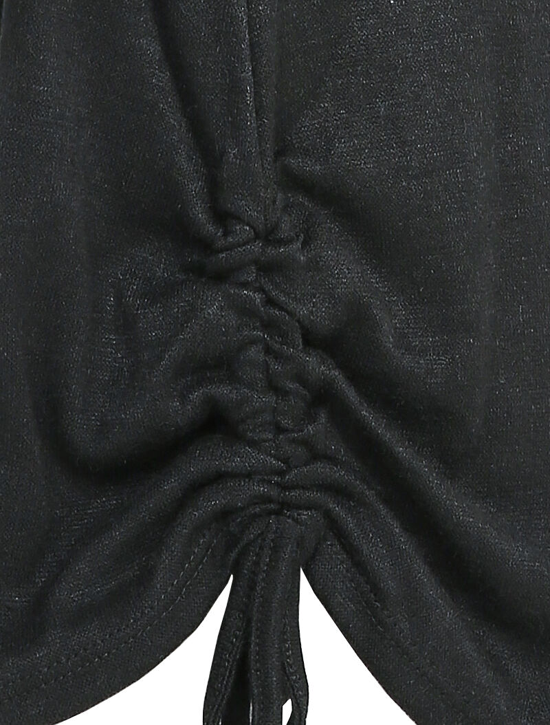 Tunique unie avec liens de serrage - Noir - 3