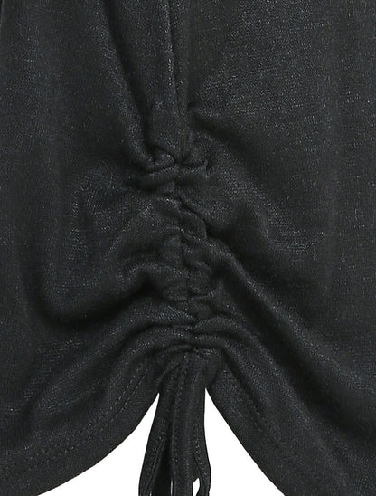 Tunique unie avec liens de serrage - Noir - 3