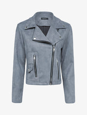 Perfecto en suédine à poches zippées - Gris foncé - 3