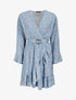Robe portefeuille volantée à imprimé petites fleurs - Bleu ciel - 4