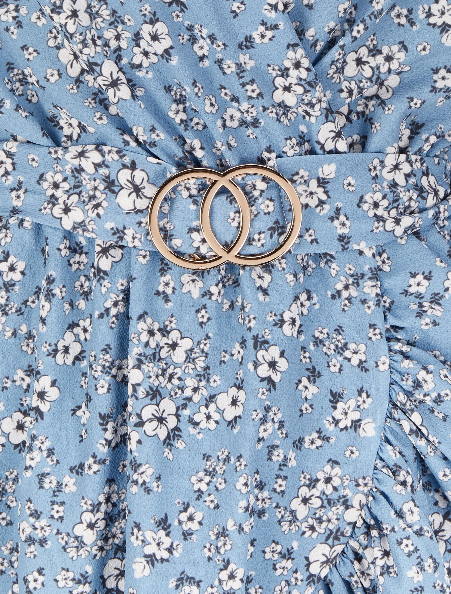 Robe portefeuille volantée à imprimé petites fleurs - Bleu ciel - 3