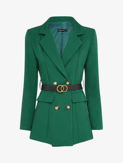 Blazer croisé à poches décoratives - Vert émeraude - 1