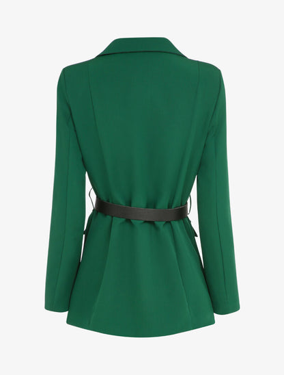 Blazer croisé à poches décoratives - Vert émeraude - 2